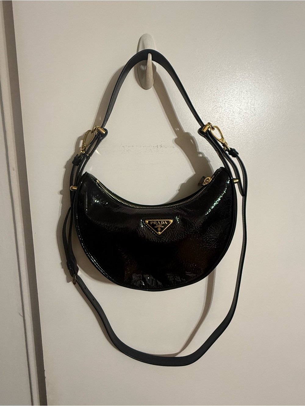 Prada Enameled Metal Triangle Arque Bag Small